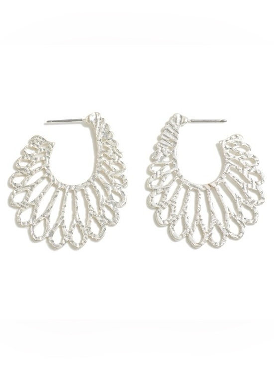 Simply Noelle Jewelry - Simply Noelle Silver Scalloped Openwork Hoop Earrings